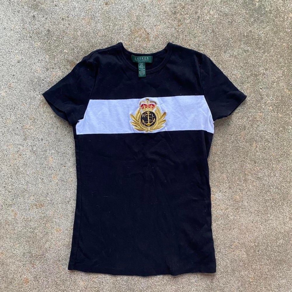 Ralph Lauren black and white tee. Size petite small.